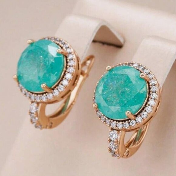 Jewelry - Turquoise Crystal Halo Earrings